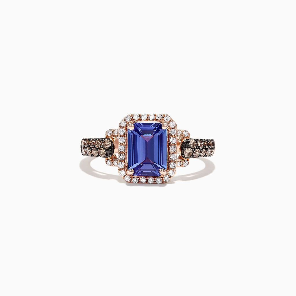 Fashion Two Tone Halo Emerald Cut Blue Sapphire Engagement Ring