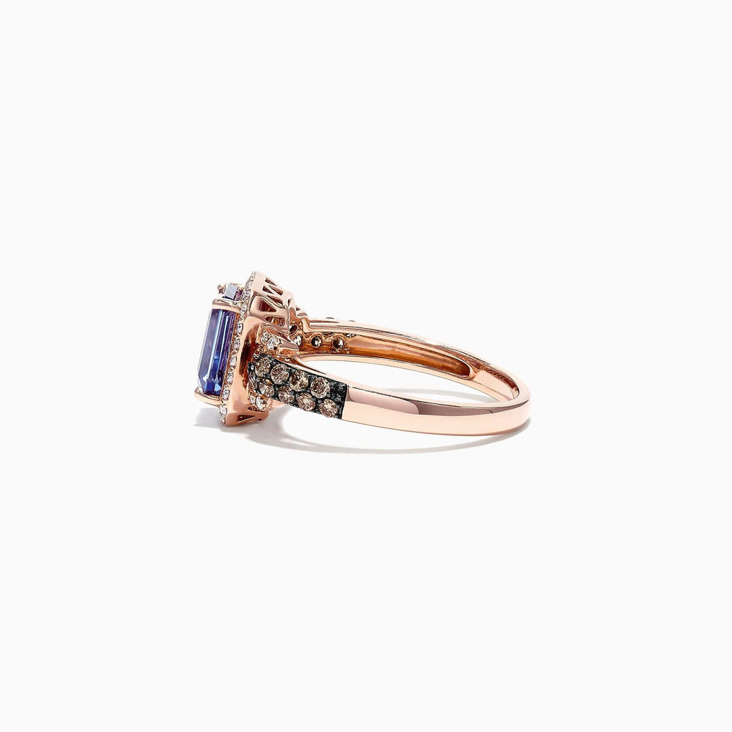 Fashion Two Tone Halo Emerald Cut Blue Sapphire Engagement Ring