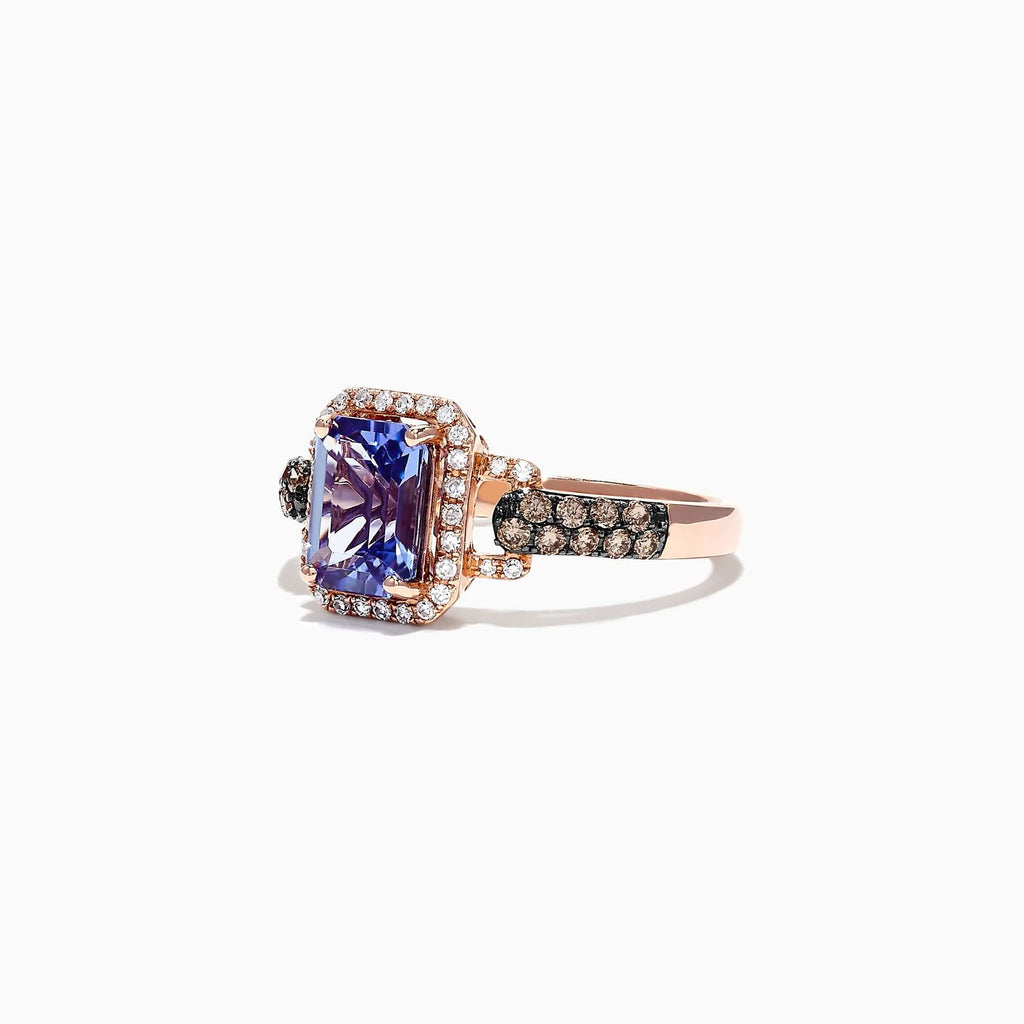 Fashion Two Tone Halo Emerald Cut Blue Sapphire Engagement Ring
