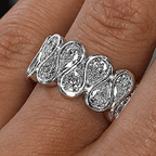 Double Row Bezel Pear Cut White Sapphire Eternity Wedding Band For Women