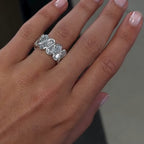 Double Row Bezel Pear Cut White Sapphire Eternity Wedding Band For Women