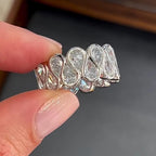 Double Row Bezel Pear Cut White Sapphire Eternity Wedding Band For Women