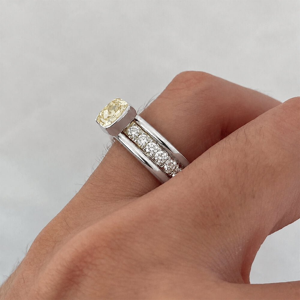 Luxury Jewelry Half Bezel Cushion Cut Canary Sapphire Engagement Ring