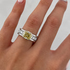 Luxury Jewelry Half Bezel Cushion Cut Canary Sapphire Engagement Ring