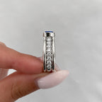 Luxury Jewelry Half Bezel Cushion Cut Blue Sapphire Engagement Ring