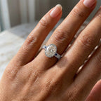 Vintage Three Stone Bezel Milgrain Oval Cut White & Blue Sapphire Engagement Ring