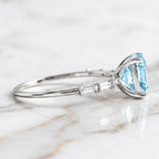 Luxury Jewelry Asscher & Baguette Cut Aquamarine Sapphire Engagement Ring