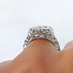 Luxury Jewelry Three Stone Cushion Cut White Sapphire Engagement Ring