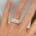 Unique Design Yellow Gold Round & Baguette Cut White Sapphire Half Eternity Wedding Band For Women