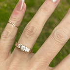 Vintage Yellow Gold Three Stone Round Cut White Sapphire Engagement Ring