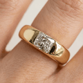 Solitaire Yellow Gold Channel Setting Radiant Cut White Sapphire Engagement Ring