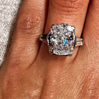 Luxury Jewelry Three Stone Classic Cushion Cut White Sapphire Engagement Ring