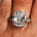 Luxury Jewelry Three Stone Classic Cushion Cut White Sapphire Engagement Ring