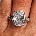 Luxury Jewelry Three Stone Classic Cushion Cut White Sapphire Engagement Ring