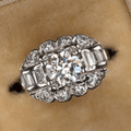 Vintage Halo Round Cut White Sapphire Engagement Ring