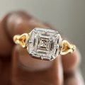 Solitaire Two Tone Vintage Asscher Cut White Sapphire Engagement Ring
