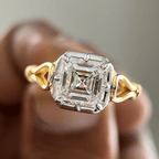 Solitaire Two Tone Vintage Asscher Cut White Sapphire Engagement Ring