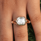Solitaire Two Tone Vintage Asscher Cut White Sapphire Engagement Ring