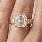 Luxury Jewelry Yellow Gold Solitaire Asscher Cut White Sapphire Engagement Ring