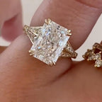 Luxury Jewelry Yellow Gold Double Prong Radiant Cut White Sapphire Engagement Ring