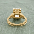 Luxury Jewelry Yellow Gold Double Prong Radiant Cut White Sapphire Engagement Ring