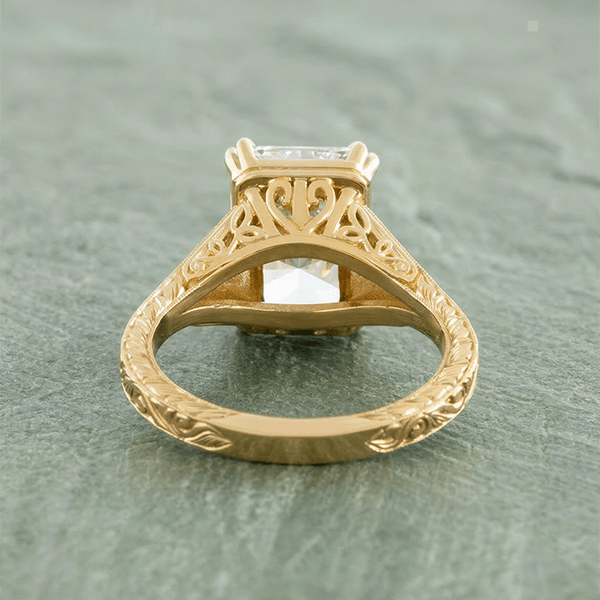 Luxury Jewelry Yellow Gold Double Prong Radiant Cut White Sapphire Engagement Ring