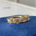 Luxury Jewelry Yellow Gold Cushion Cut Canary Sapphire Half Eternity Wedding Band For Women