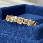 Luxury Jewelry Yellow Gold Cushion Cut Canary Sapphire Half Eternity Wedding Band For Women