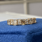 Luxury Jewelry Yellow Gold Cushion Cut Canary Sapphire Half Eternity Wedding Band For Women