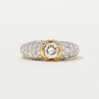 Two Tone Bezel Round Cut White Sapphire Pave Half Eternity Wedding Band For Women