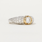 Two Tone Bezel Round Cut White Sapphire Pave Half Eternity Wedding Band For Women