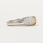 Two Tone Bezel Round Cut White Sapphire Pave Half Eternity Wedding Band For Women