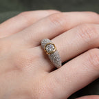 Two Tone Bezel Round Cut White Sapphire Pave Half Eternity Wedding Band For Women