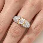 Two Tone Bezel Round Cut White Sapphire Pave Half Eternity Wedding Band For Women