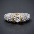 Two Tone Bezel Round Cut White Sapphire Pave Half Eternity Wedding Band For Women