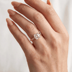 Luxury Jewelry Yellow Gold Asscher Cut White Sapphire Engagement Ring