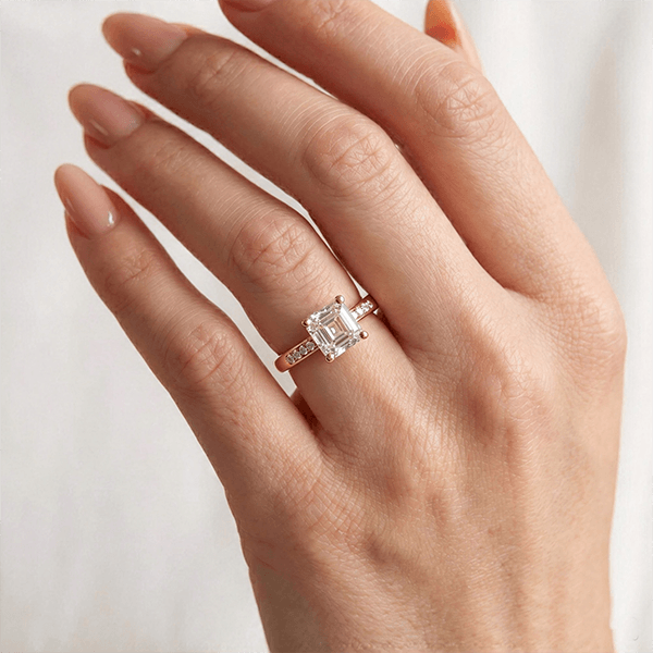 Luxury Jewelry Yellow Gold Asscher Cut White Sapphire Engagement Ring