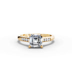 Luxury Jewelry Yellow Gold Asscher Cut White Sapphire Engagement Ring