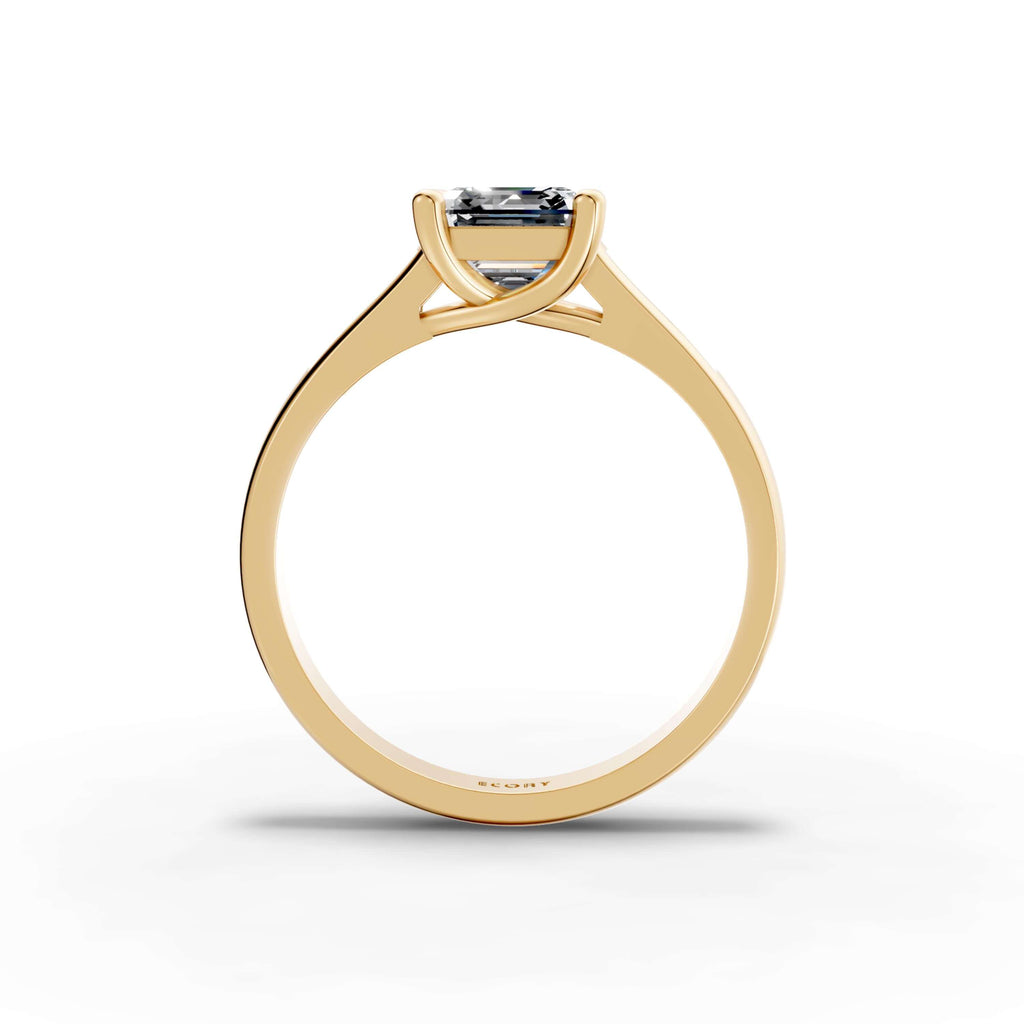 Luxury Jewelry Yellow Gold Asscher Cut White Sapphire Engagement Ring