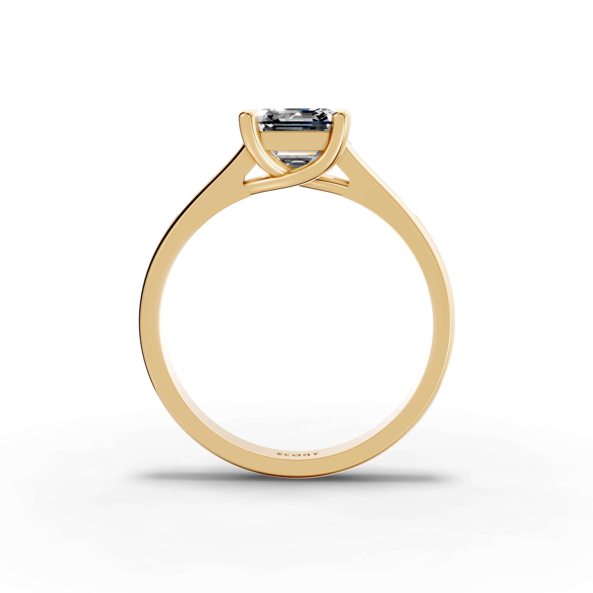 Luxury Jewelry Yellow Gold Asscher Cut White Sapphire Engagement Ring