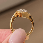 Solitaire Yellow Gold Bezel Asscher Cut White Sapphire Engagement Ring
