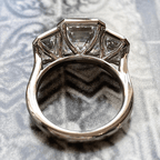 Classic Bezel Three Stone Emerald Cut White Sapphire Engagement Ring