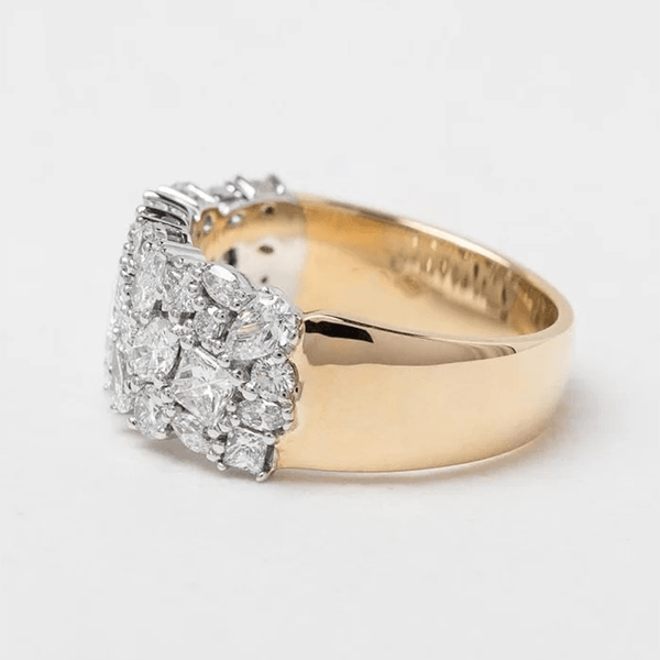 Luxury Jewelry Two Tone Multi Cut White Sapphire Half Eternity Wedding Band For Women