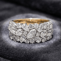 Luxury Jewelry Two Tone Multi Cut White Sapphire Half Eternity Wedding Band For Women