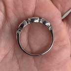 Vintage Baguette & Round Cut White & Blue Sapphire Half Eternity Wedding Band For Women