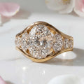 Luxury Jewelry Yellow Gold Channel Setting Oval Cut White Sapphire Engagement Ring