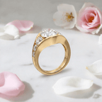 Luxury Jewelry Yellow Gold Channel Setting Oval Cut White Sapphire Engagement Ring