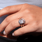 Luxury Jewelry Three Stone Yellow Gold Bezel Cushion Cut White Sapphire Engagement Ring