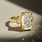 Luxury Jewelry Classic Yellow Gold Cushion Cut White Sapphire Engagement Ring