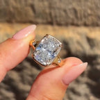 Luxury Jewelry Classic Yellow Gold Cushion Cut White Sapphire Engagement Ring